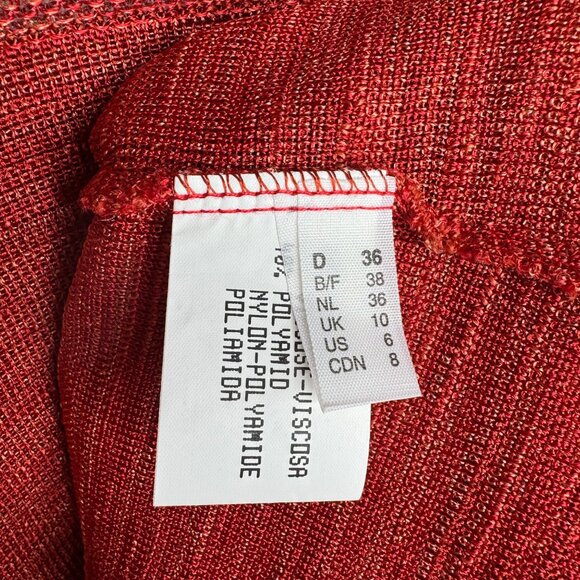 Contraire Louis Feraud Orange-Red Sheer Knit Top‎ Size 6 Made In Italy - Picture 4 of 11